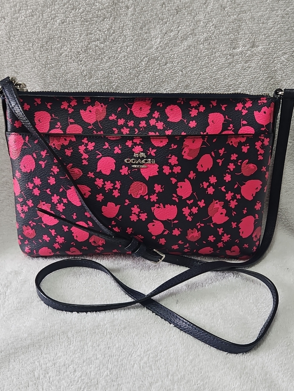 Coach Midnight Blue / Pink Floral Crossbody